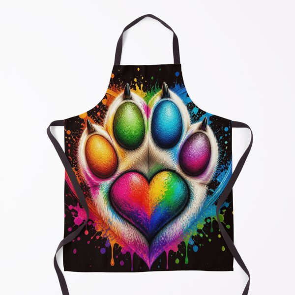 Item preview, Rainbow Paw Print Heart - Vibrant Neon Watercolor Splatter Pet Art designed and sold by AgnesB77.