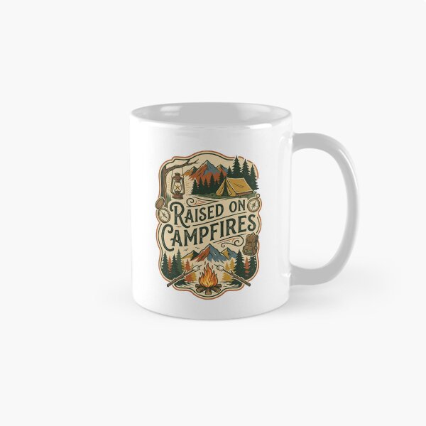 Item preview, Raised On Campfires - Retro Camping and Outdoor Adventure Design designed and sold by PGRprint.