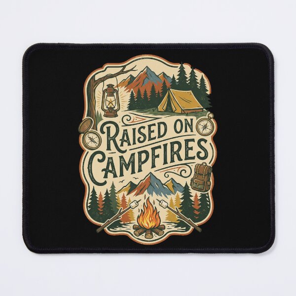 Item preview, Raised On Campfires - Retro Camping and Outdoor Adventure Design designed and sold by PGRprint.