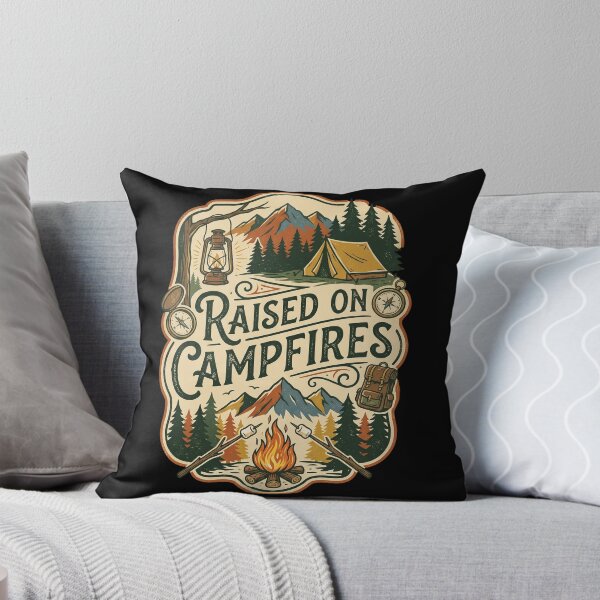 Item preview, Raised On Campfires - Retro Camping and Outdoor Adventure Design designed and sold by PGRprint.