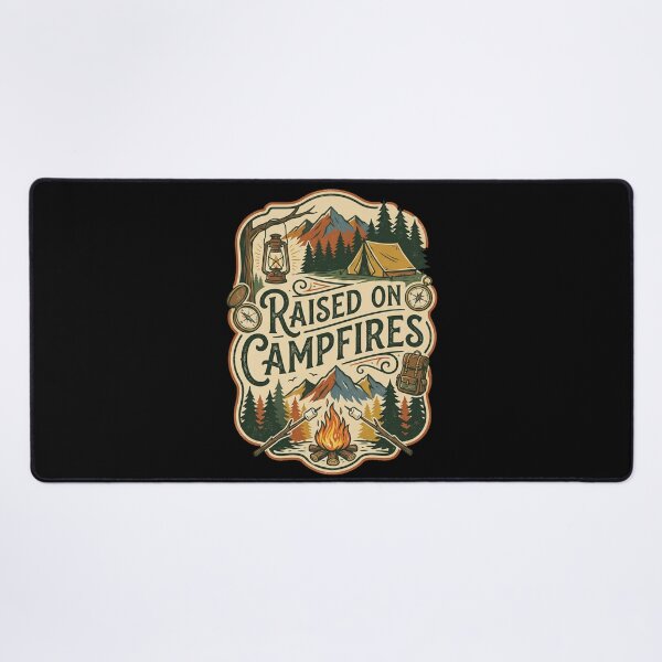 Item preview, Raised On Campfires - Retro Camping and Outdoor Adventure Design designed and sold by PGRprint.