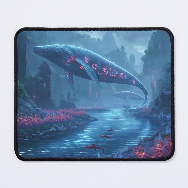 Item preview, River Leviathan Bioluminescent Alien Fantasy Landscape designed and sold by Luminous Wilds.