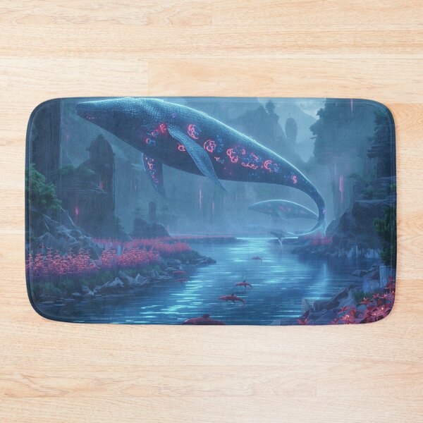 Item preview, River Leviathan Bioluminescent Alien Fantasy Landscape designed and sold by Luminous Wilds.