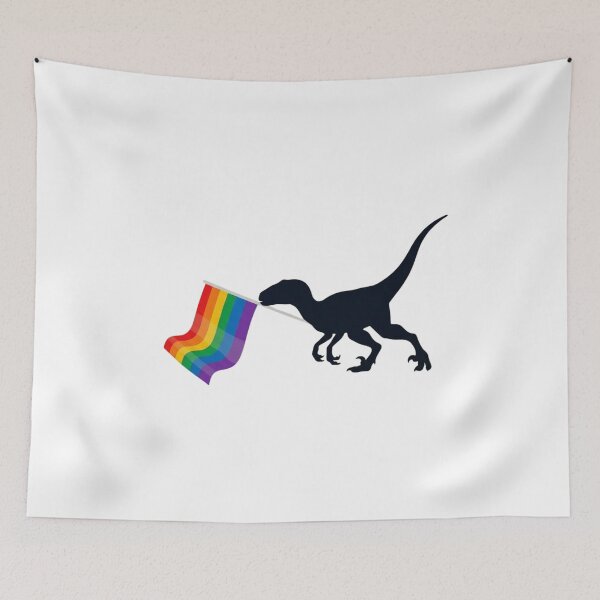 Item preview, Pride Dinosaur Carrying Rainbow Flag – Love, Equality and Acceptance Colorful Dinosaur Design designed and sold by Trendesigne.