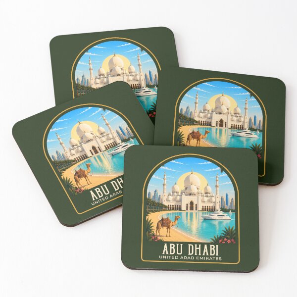 Item preview, Abu Dhabi Vintage Travel Illustration designed and sold by HomeLivingCo.