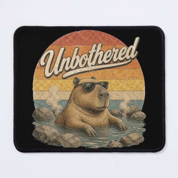 Item preview, Unbothered Funny Capybara Hot Spring Retro Vintage Sunset designed and sold by ElkasDesign.