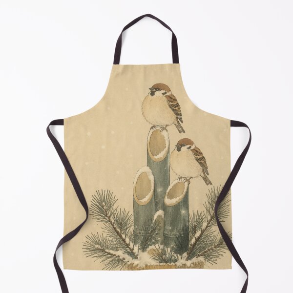 Item preview, Sparrows on Kadomatsu Art Print – Japanese New Year, Vintage Woodblock Style Winter in Edo No. 7 designed and sold by Planthem.