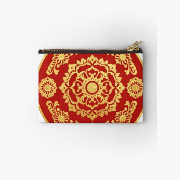 Item preview, Red Mandala Gold Floral Circle designed and sold by RandomWalker.