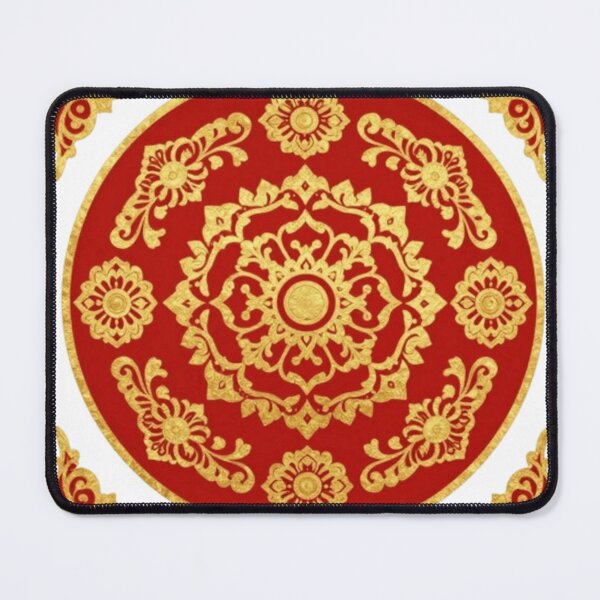 Item preview, Red Mandala Gold Floral Circle designed and sold by RandomWalker.