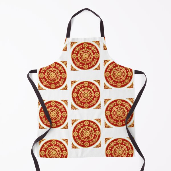 Item preview, Red Mandala Gold Floral Circle designed and sold by RandomWalker.