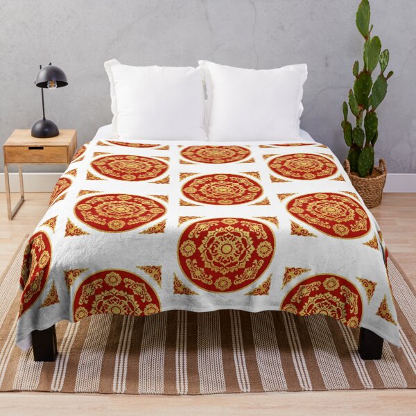 Item preview, Red Mandala Gold Floral Circle designed and sold by RandomWalker.