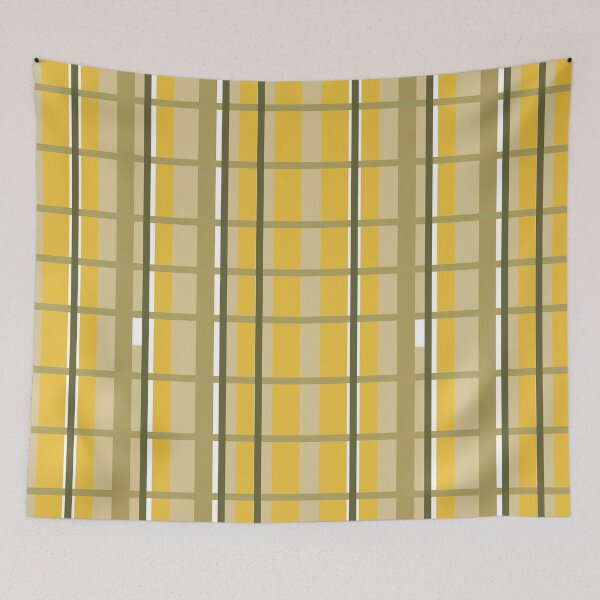 Item preview, Modern Scandinavian Linear Grid Pattern Yellow and green checks designed and sold by Ailiida.