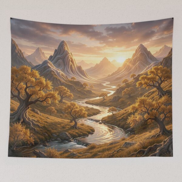 Item preview, Mystic Golden Valley with Light, Mountains and Autumn Energy designed and sold by FotoworldEdel.