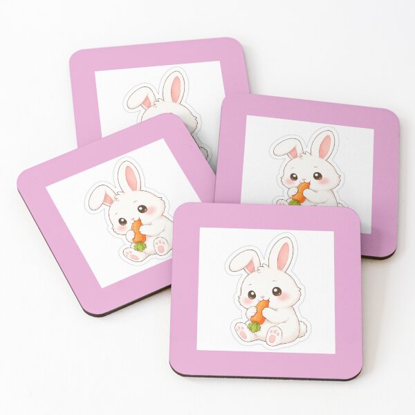 Item preview, Cute Bunny Eating Carrot Sticker | Kawaii Rabbit Aesthetic Sticker designed and sold by KeerthiCuteFind.