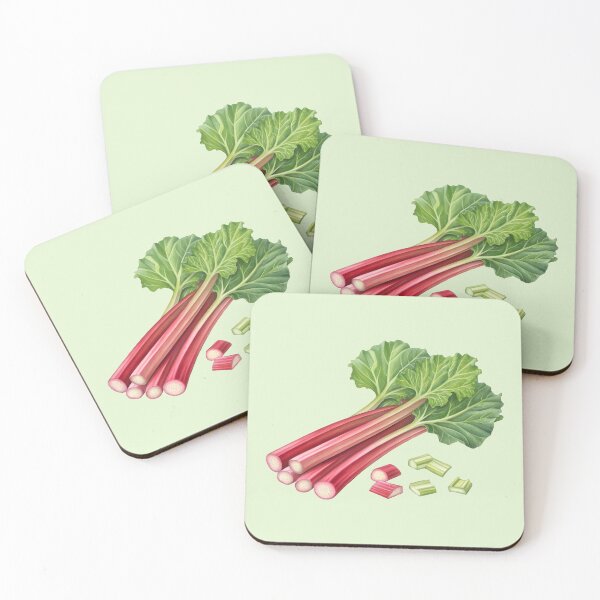 Item preview, Fresh Rhubarb Stalks and Cut Pieces – Isolated Cutout Botanical Food Image designed and sold by EmeraldeaArt.