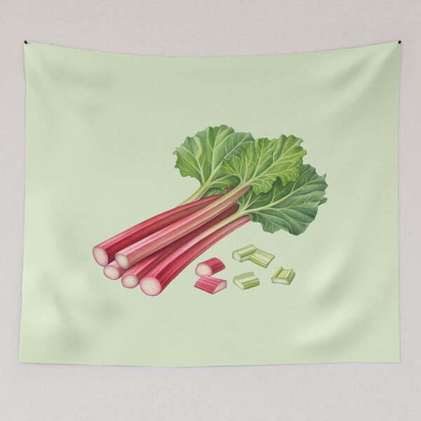Item preview, Fresh Rhubarb Stalks and Cut Pieces – Isolated Cutout Botanical Food Image designed and sold by EmeraldeaArt.