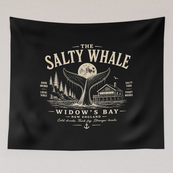 Item preview, The Salty Whale, Widow's Bay Horror Aesthetic Retro Travel Art designed and sold by trailblazer-tee.
