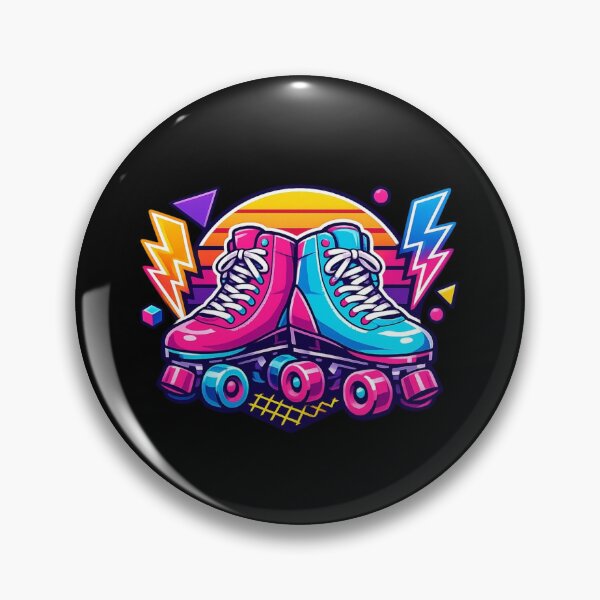 Item preview, Neon Roller Skates — 80s Synthwave Badge Sticker designed and sold by Timeless Junction.