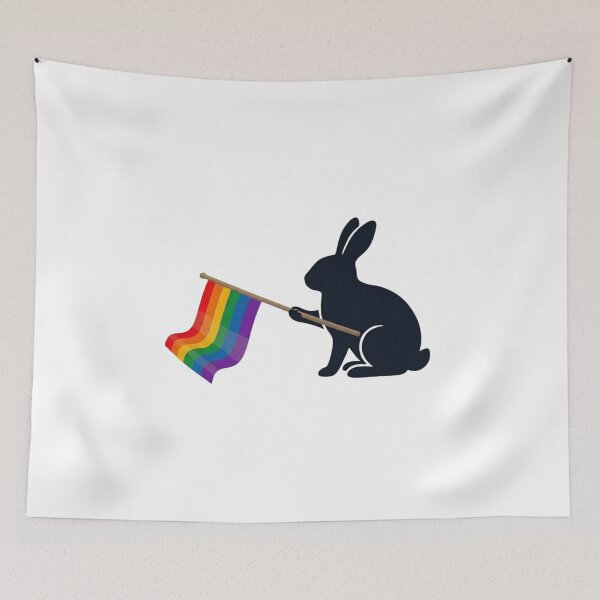 Item preview, Pride Rabbit Carrying Rainbow Flag – Love, Equality and Acceptance Colorful Rabbit Design designed and sold by Trendesigne.
