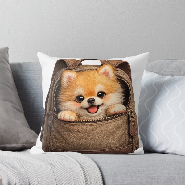 Item preview, Cute Pomeranian Peeking Out of Backpack – Adorable Fluffy Dog Travel Art | Pomeranian Gift designed and sold by irfanshikh.
