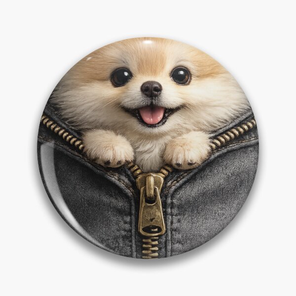 Item preview, Cute Pomeranian Peeking Out of Denim Pocket – Fluffy Pocket Puppy Art | Pomeranian Lover Gift designed and sold by irfanshikh.