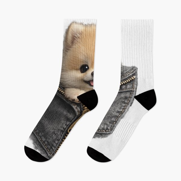 Item preview, Cute Pomeranian Peeking Out of Denim Pocket – Fluffy Pocket Puppy Art | Pomeranian Lover Gift designed and sold by irfanshikh.
