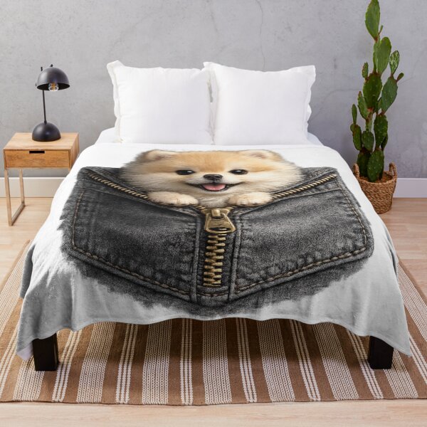 Item preview, Cute Pomeranian Peeking Out of Denim Pocket – Fluffy Pocket Puppy Art | Pomeranian Lover Gift designed and sold by irfanshikh.