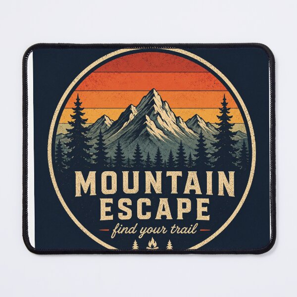 Item preview, Mountain Escape Vintage Outdoor Adventure Badge designed and sold by InkWanderStudio.
