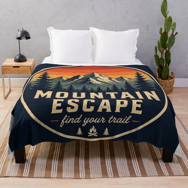 Item preview, Mountain Escape Vintage Outdoor Adventure Badge designed and sold by InkWanderStudio.
