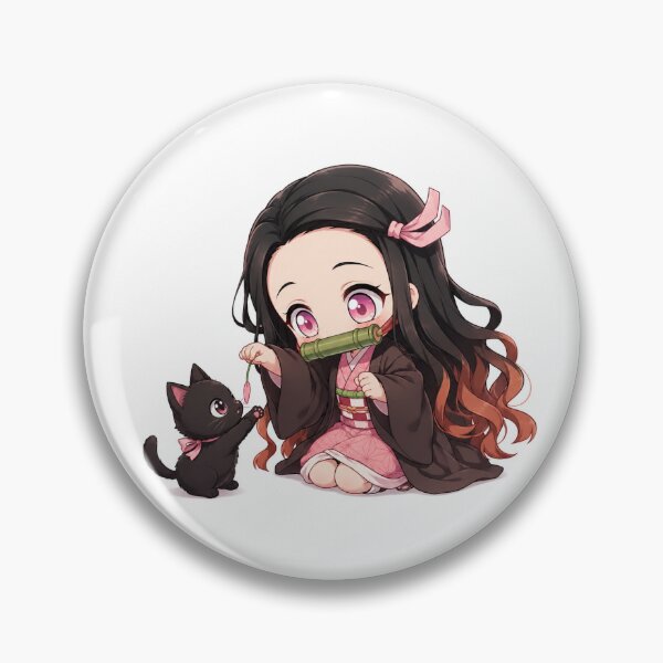 Item preview, Little Moon Girl & Black Kitten – Cute Chibi Kawaii Art designed and sold by Ali-neko-kawaii.