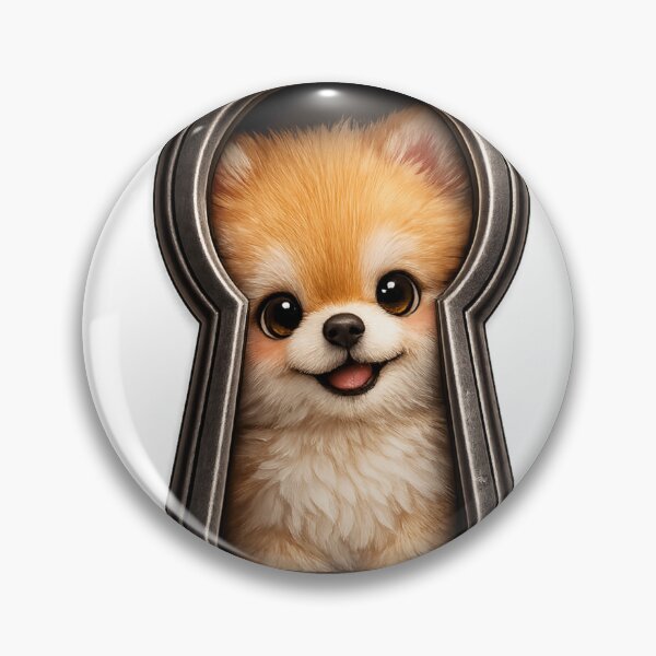 Item preview, Cute Pomeranian Peeking Through Keyhole – Curious Fluffy Dog Art | Pomeranian Lover Gift designed and sold by irfanshikh.