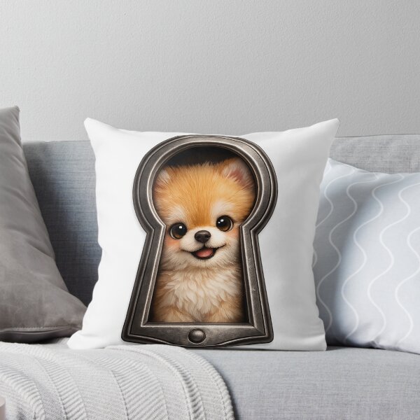 Item preview, Cute Pomeranian Peeking Through Keyhole – Curious Fluffy Dog Art | Pomeranian Lover Gift designed and sold by irfanshikh.