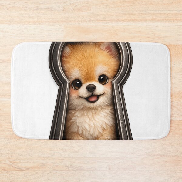 Item preview, Cute Pomeranian Peeking Through Keyhole – Curious Fluffy Dog Art | Pomeranian Lover Gift designed and sold by irfanshikh.