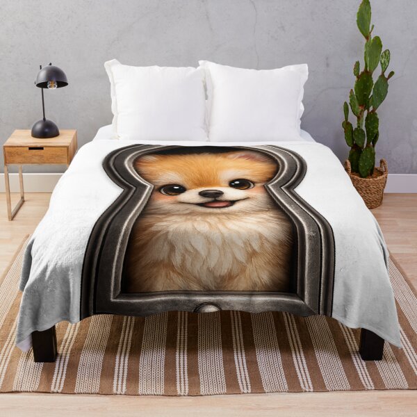 Item preview, Cute Pomeranian Peeking Through Keyhole – Curious Fluffy Dog Art | Pomeranian Lover Gift designed and sold by irfanshikh.
