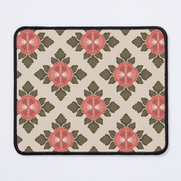 Item preview, Vintage Coral Floral Medallion Pattern with Olive Green Botanical Leaves designed and sold by Almanzart.