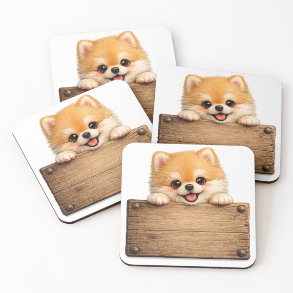 Item preview, Cute Pomeranian Holding Blank Wood Sign – Funny Fluffy Dog Customize Art | Pomeranian Gift designed and sold by irfanshikh.