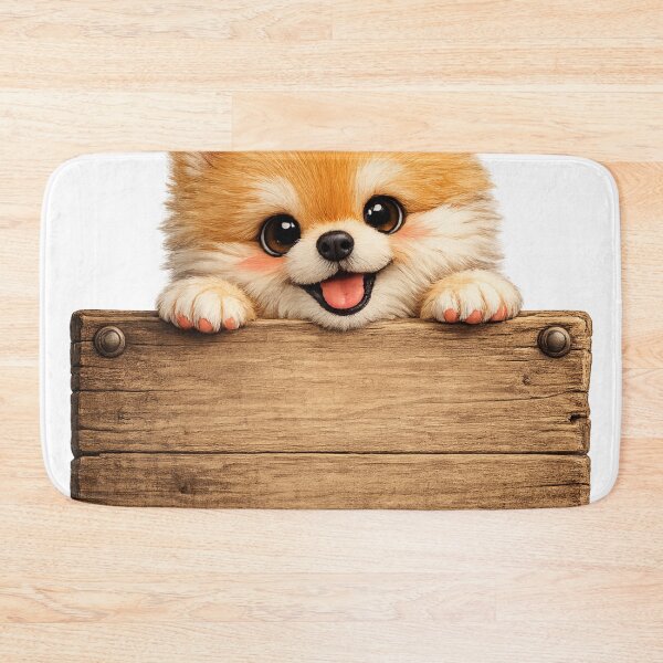 Item preview, Cute Pomeranian Holding Blank Wood Sign – Funny Fluffy Dog Customize Art | Pomeranian Gift designed and sold by irfanshikh.