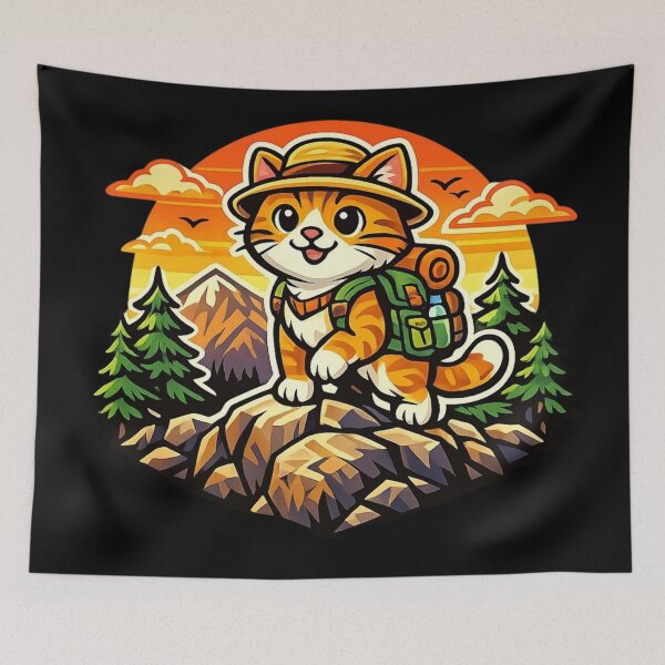 Item preview, Adventure Cat on Mountain Peak Sticker designed and sold by Timeless Junction.
