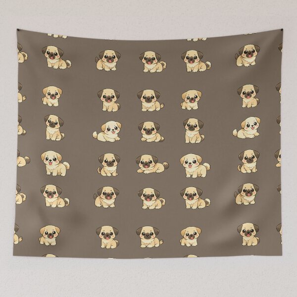Item preview, Cute Pug Puppy Pattern – Kawaii Cartoon Sticker Pack designed and sold by blankTeeShirt.