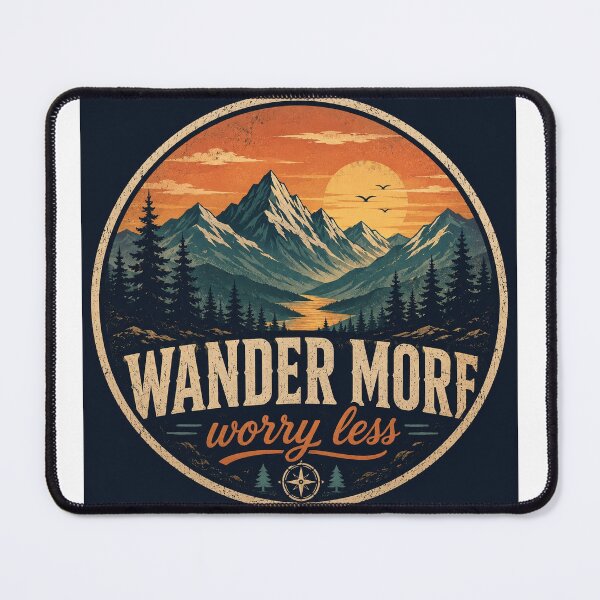 Item preview, Wander More Worry Less Retro Mountain Design designed and sold by InkWanderStudio.