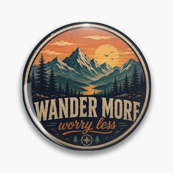 Item preview, Wander More Worry Less Retro Mountain Design designed and sold by InkWanderStudio.
