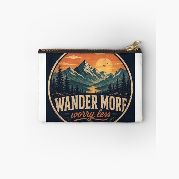 Item preview, Wander More Worry Less Retro Mountain Design designed and sold by InkWanderStudio.
