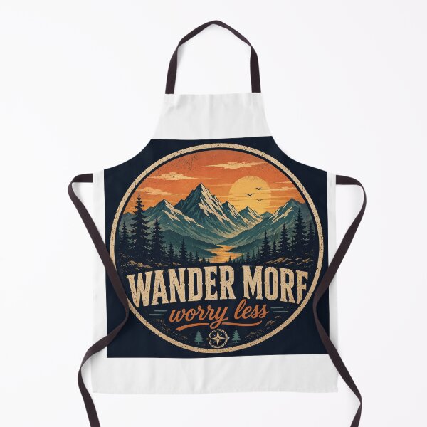 Item preview, Wander More Worry Less Retro Mountain Design designed and sold by InkWanderStudio.