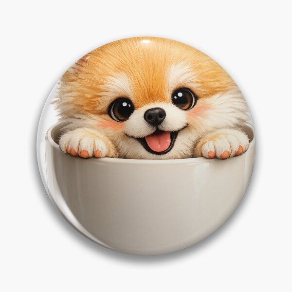 Item preview, Cute Pomeranian Sitting in Coffee Cup – Fluffy Puppy Teacup Art | Pomeranian Coffee Lover Gift designed and sold by irfanshikh.