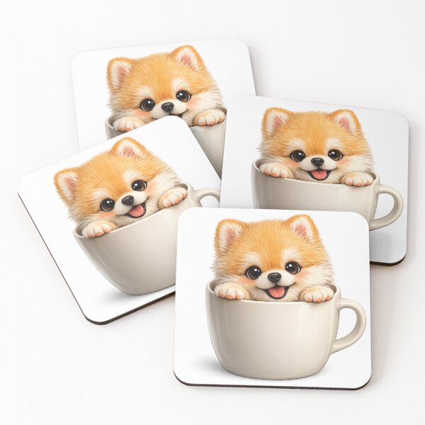 Item preview, Cute Pomeranian Sitting in Coffee Cup – Fluffy Puppy Teacup Art | Pomeranian Coffee Lover Gift designed and sold by irfanshikh.