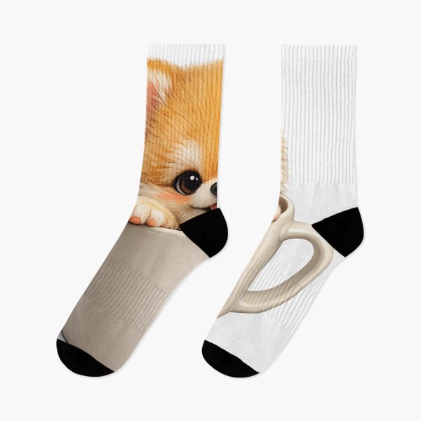 Item preview, Cute Pomeranian Sitting in Coffee Cup – Fluffy Puppy Teacup Art | Pomeranian Coffee Lover Gift designed and sold by irfanshikh.