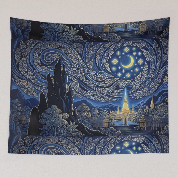 Item preview, The Thai Starry Night - Traditional Asian Art Reimagined designed and sold by SIAM MERMAID.