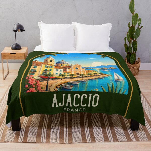 Item preview, Ajaccio Vintage Travel Illustration designed and sold by HomeLivingCo.