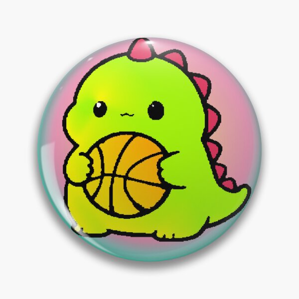 Item preview, Kawaii Green Dinosaur Playing Chibi Basketball designed and sold by AstronautMerch.