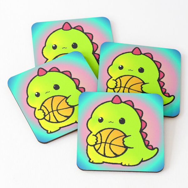 Item preview, Kawaii Green Dinosaur Playing Chibi Basketball designed and sold by AstronautMerch.